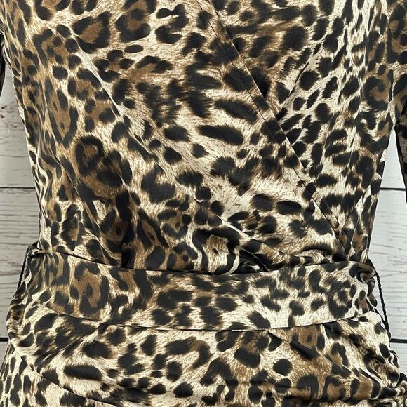 INC International Concepts Medium Ruched 3/4 Sleeve Stretch Belted Surplice Neck - Picture 2 of 8